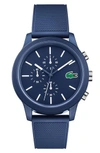 Lacoste 12.12 Chronograph Silicone Band Watch, 44mm In Blue