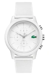 Lacoste Men's Chronograph L.12.12 White Silicone Strap Watch 44mm Women's Shoes In White