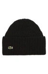 LACOSTE RIBBED WOOL BEANIE - BLUE,RB2749