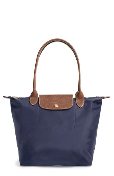 Longchamp Small Le Pliage Nylon Shoulder Tote In Blue