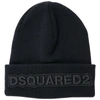 Dsquared2 Knit Folded Cuff Wool Beanie In Black