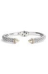 Lagos 18k Yellow Gold & Sterling Silver Signature Caviar Cuff Bracelet In Silver