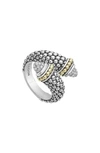 LAGOS SIGNATURE CAVIAR & DIAMOND PAVE CROSSOVER RING,02-80638-DD6