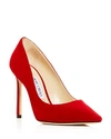 Jimmy Choo Romy 100mm Suede Point-toe Pumps In Red