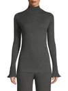 LAFAYETTE 148 Ribbed Wool Bell-Sleeve Sweater