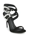 GIUSEPPE ZANOTTI Strappy Crystal-Embroidered Suede Sandals,0400097847266