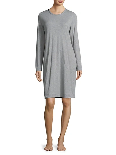 Hanro Natural Elegance Long-sleeve Nightgown In Grey