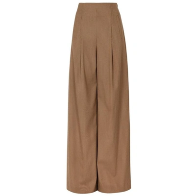 Rosetta Getty High-waist Pleat-front Wide-leg Houndstooth Trousers In Brown