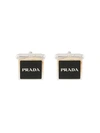 PRADA PRADA ENAMEL LOGO CUFFLINKS - METALLIC