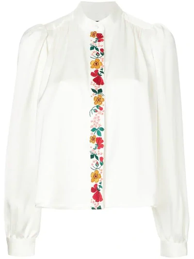 Alexa Chung Embroidered Crepe De Chine Blouse In White