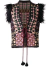 Etro Faux Fur-trimmed Jacquard-knit Vest In Black
