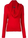 TOM FORD TOM FORD COWL NECK SWEATER - RED