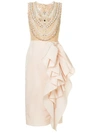 MARCHESA EMBELLISHED BODICE COCKTAIL DRESS