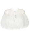 ISABEL SANCHIS ILLUSION TULLE FEATHER CAPELET