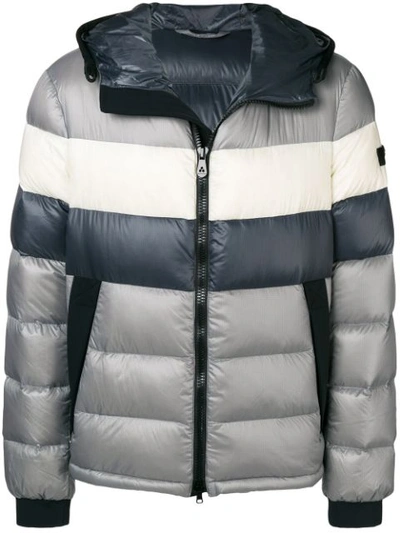 Peuterey Striped Padded Jacket In Light Grey