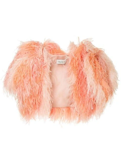 Isabel Sanchis Reversible Feather Bolero In Pink