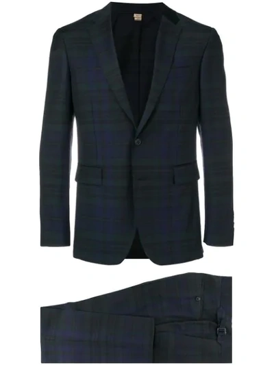 Burberry Slim-fit Check Suit In Blue