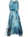 ISABEL SANCHIS BAROQUE FLORAL PRINTED DRESS WITH CAPE BACK
