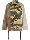 Off-white Reconstructed Cotton Camo Field Jacket In Brown