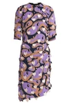 MARCO DE VINCENZO WOMAN APPLIQUÉD PRINTED CREPE DRESS LAVENDER,AU 5016545970275571