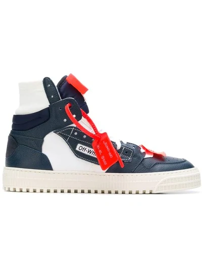 Off-white Off-court Tumbled Leather Trainers In Blue