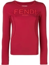 FENDI FENDI LONG-SLEEVE LOGO T-SHIRT - RED