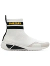 Diesel Logo Sock Boot In White