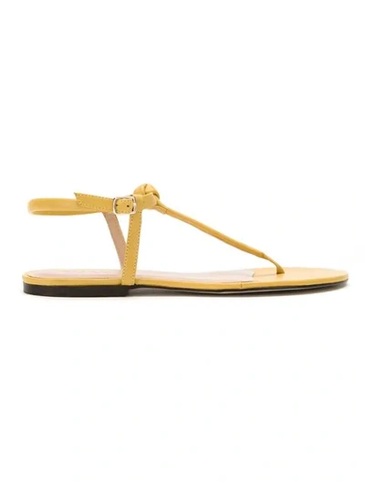 Egrey Leather Flat Sandals In Yellow