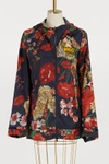 Gucci Zip-front Hooded Spring Floral-bouquet Print Nylon Jacket W/ Logo Patch In Multi