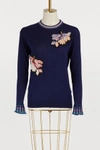 PETER PILOTTO EMBROIDERED SWEATER,KN01 PF18/NAVY
