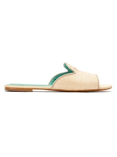 Blue Bird Shoes Amor Infinito Straw Slides In White