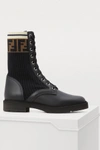 Fendi Black Rockoko Combat Boots In Ne+ne Tab.ner Marino