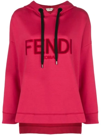 Fendi Logo Cotton-blend Hoodie In Red
