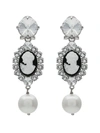 MIU MIU metallic cameo crystal faux pearl earrings