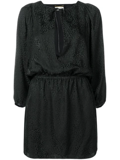 Saint Laurent Silk Jacquard Minidress In Black