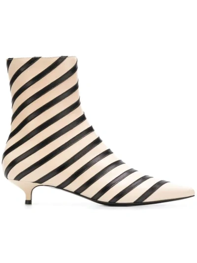 Sonia Rykiel Striped Ankle Boots - Neutrals