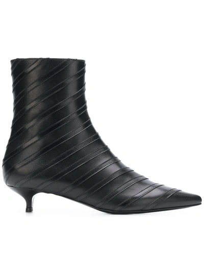 Sonia Rykiel Striped Ankle Boots In Black