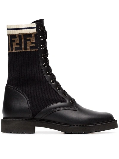 Fendi Rockoko Chelsea Sock Combat Boot In Black
