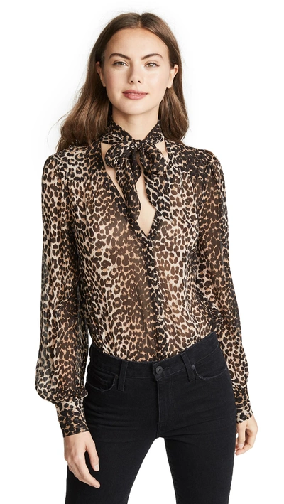 Paige Cleobelle Leopard Silk V-neck Blouse