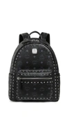 Mcm Stark Rucksack In Visetos Mit Nietenrand In Black