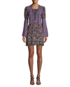 ANNA SUI PAISLEY FRINGE BORDER SILK DRESS,1000077123915