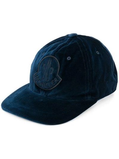 Moncler Front Logopatched Cap In Blue