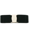 Ferragamo Hairclip With Ribbed Texture And Vara Bow In Black
