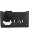 LOVE MOSCHINO Love embroidered pom pom wallet