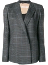 SSHEENA SSHEENA PLAID DOUBLE-BREASTED BLAZER - GREY