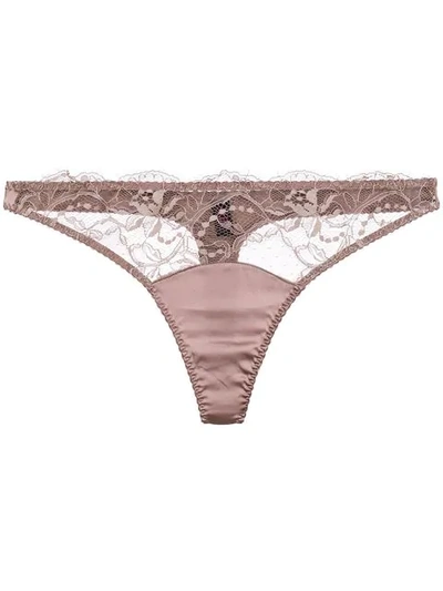 Fleur Of England Signature Lace Thong In Pink