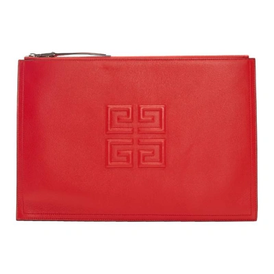 Givenchy Poppy Red Emblem Logo Leather Pouch