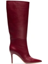 GIANVITO ROSSI BURGUNDY SUZAN 85 LEATHER SLOUCH BOOTS