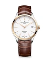 BAUME & MERCIER CLIFTON BAUMATIC TWO-TONE STAINLESS STEEL ALLIGATOR STRAP WATCH,400098103386