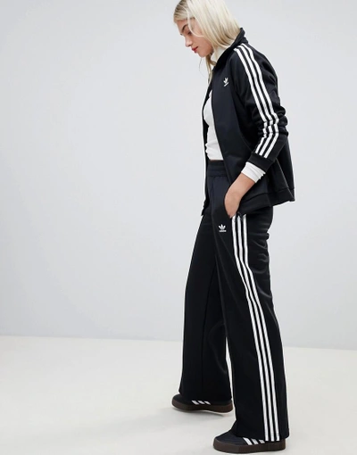 Adidas Originals Three Stripe Track Trouser In Black - Black